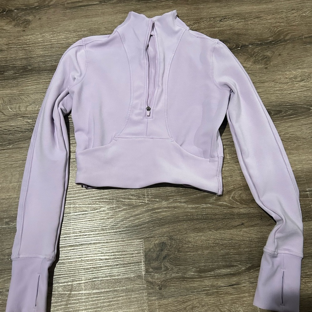 90 Degree By Reflex Lilac Cropped Half-Zip Pullover